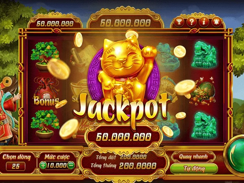 Hình ảnh máy đánh bạc (nổ hũ) với biểu tượng jackpot lớn